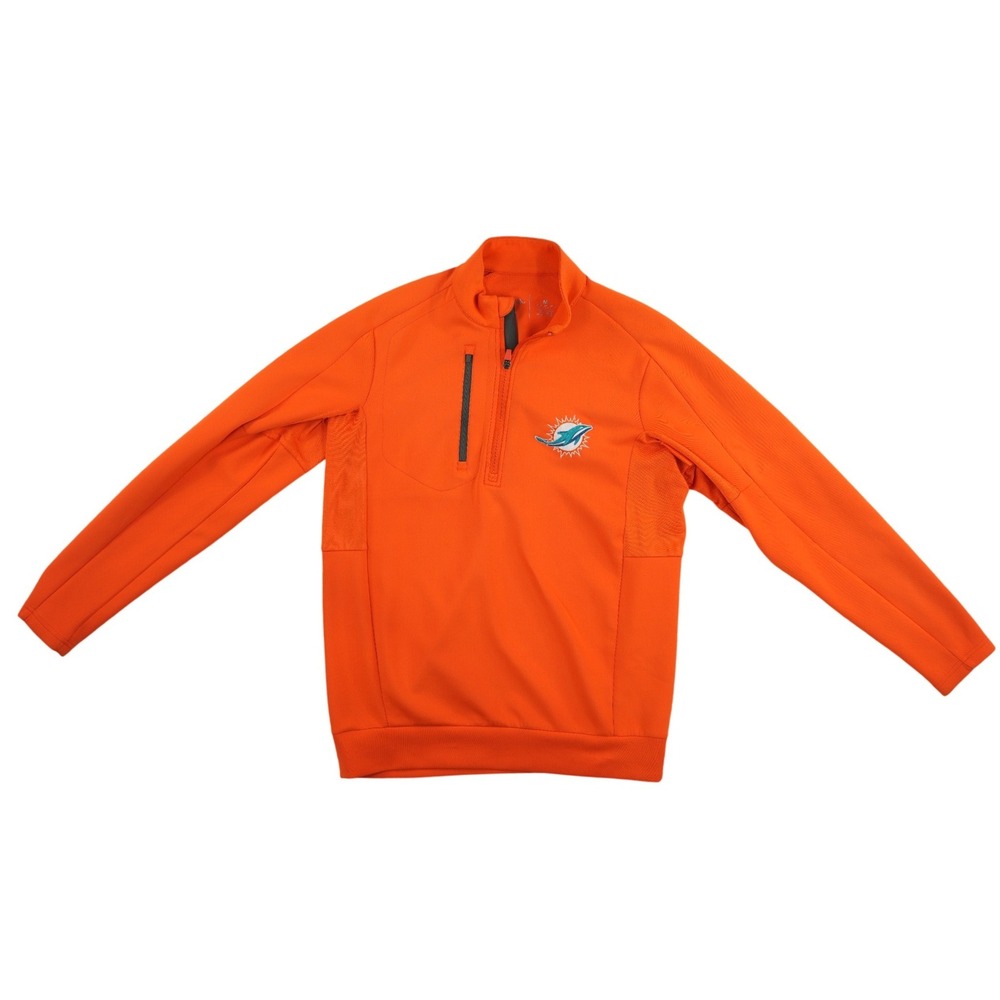 Antigua Pullover Men's Size Medium Orange Miami Dolphins Quarter Zip Performance